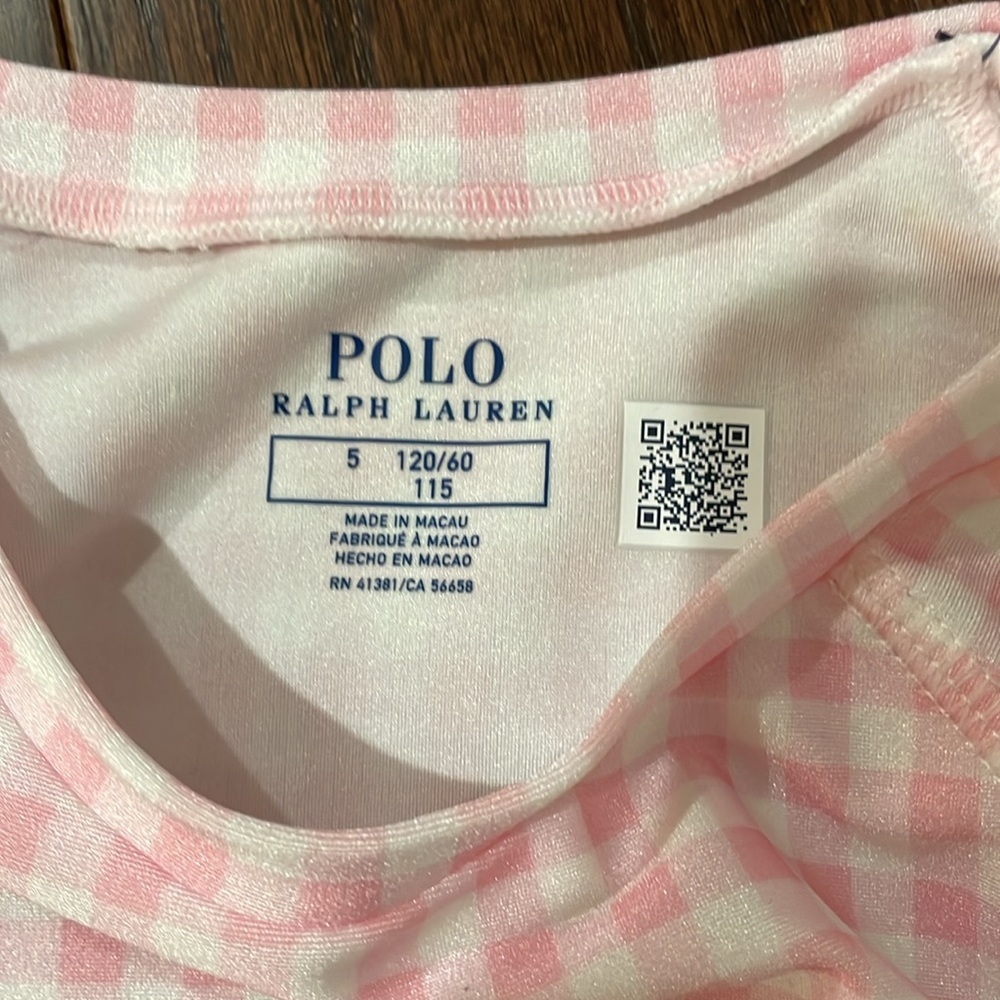 Girls Ralph Lauren Pink Gingham Rash Guard - Picture 3 of 6